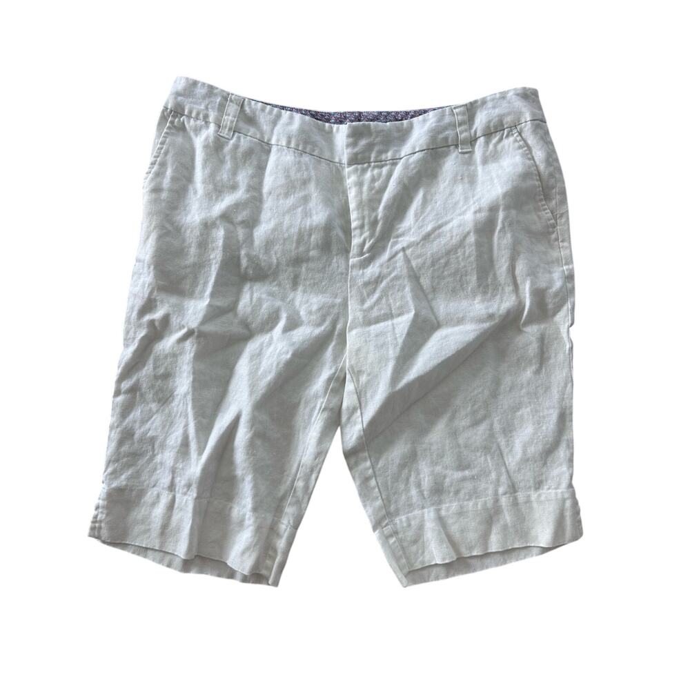 NWOT Vineyard Vines Women’s White Linen Bermuda Shorts Size 12